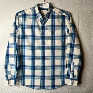 American Eagle Blue/White Plaid Button Down Dress Shirt Size L